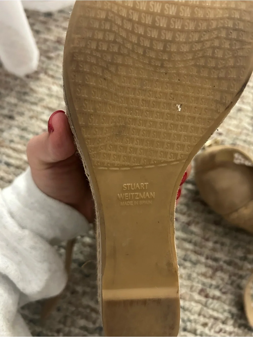 Stuart Weitzman Tan Suede Espadrille Wedge Sandals - Picture 5 of 5